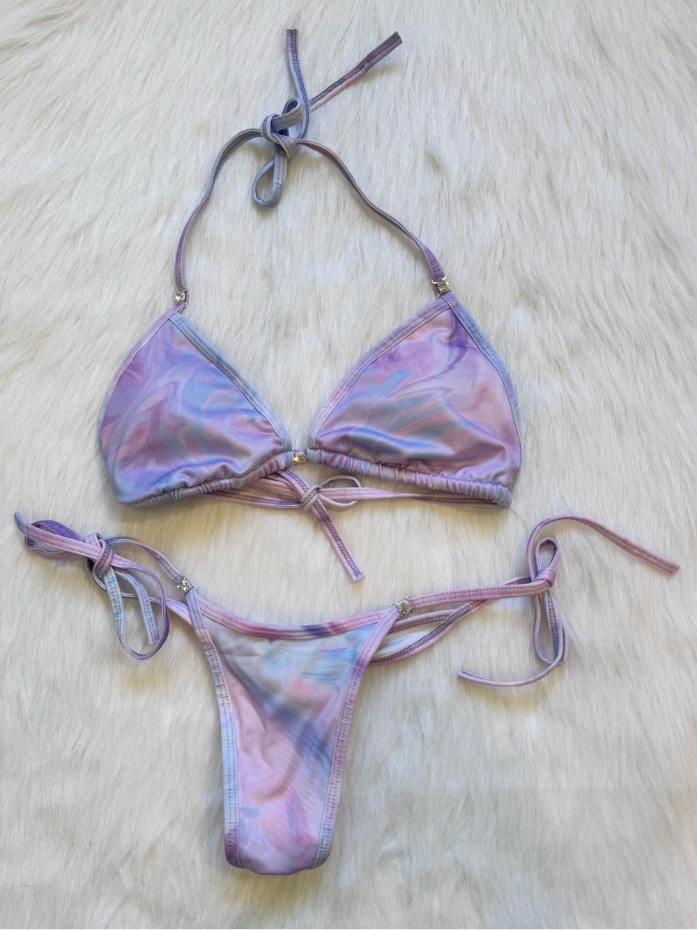 NWOT Toxic Angelz Bikini Posing Suit Pink Marble 💕